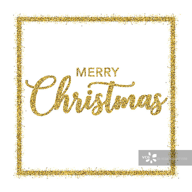 金色闪光圣诞快乐印刷在透明的背景图片素材