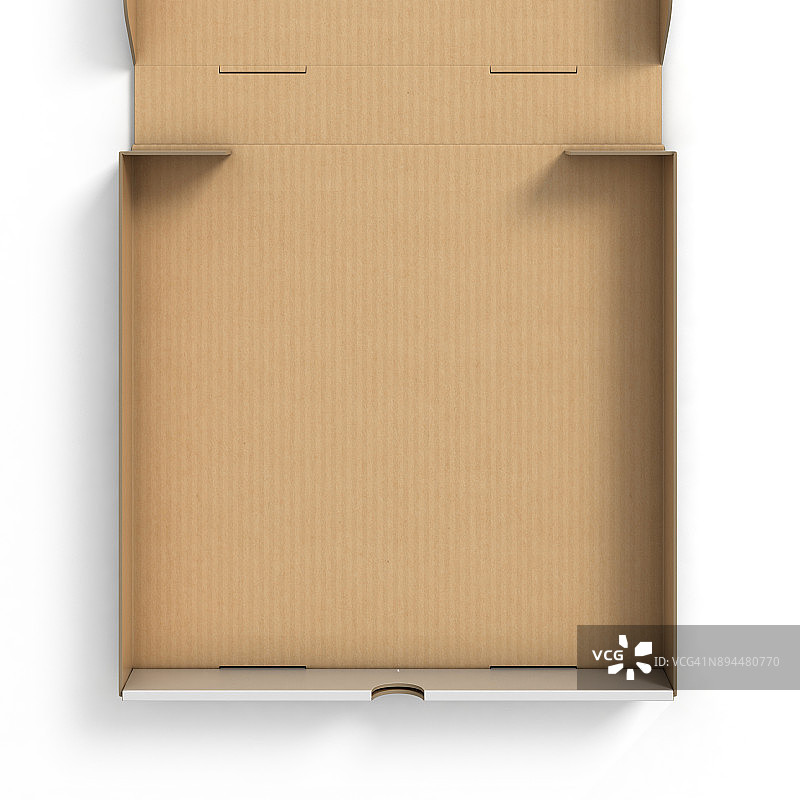 空白打开比萨饼盒孤立的3d插图上的白色背景图片素材