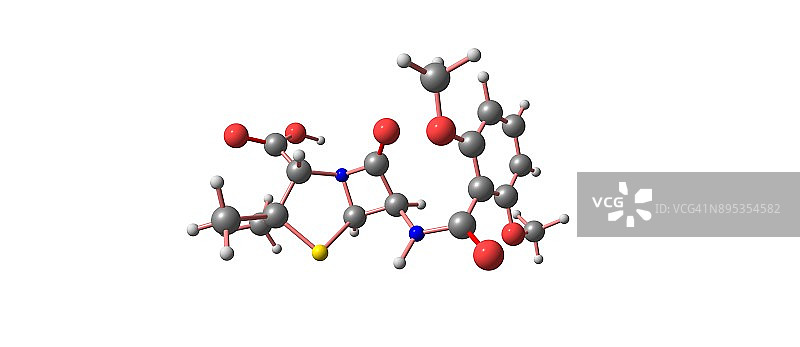 甲氧西林分子结构孤立于白色图片素材