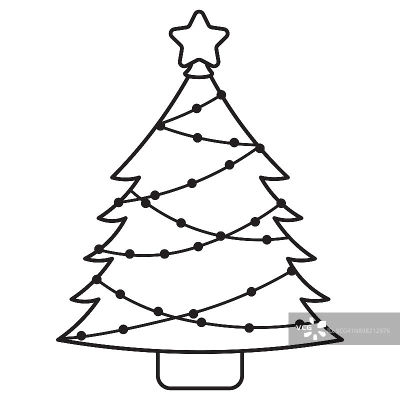 卡通可爱的圣诞树孤立图片素材
