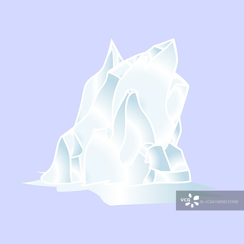 冰山图标符号设计。矢量插图孤立在蓝色背景。图片素材