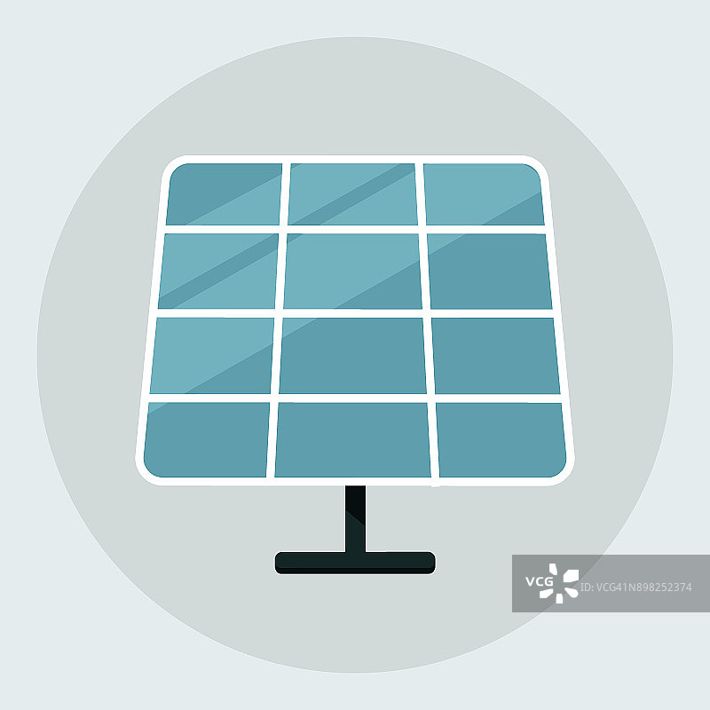 太阳能面板。太阳能电池板图标孤立在灰色背景。矢量图图片素材
