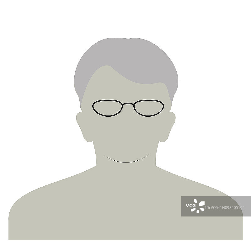 配置文件匿名脸图标。灰色轮廓的人。男性默认头像。图片占位符。孤立在白色背景上。矢量图图片素材
