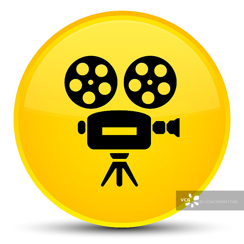 摄像机图标特殊黄色圆形按钮图片素材