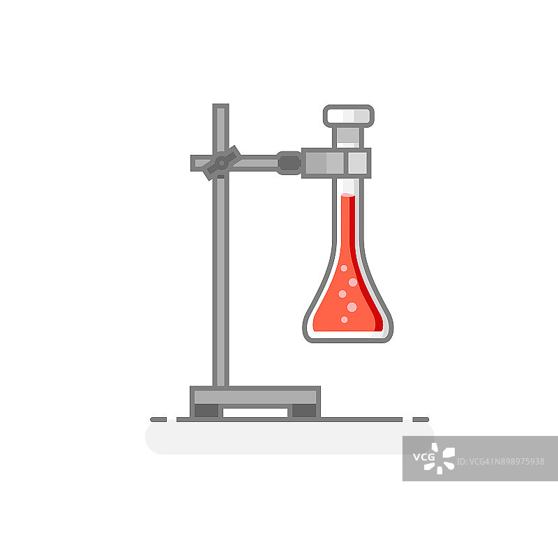 科学通用支持瓶内的化学液体-实验室材料和玻璃器皿图标13。平面设计理念。矢量插图。图片素材