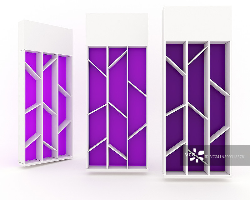 书架柜设计与紫罗兰色的背衬图片素材