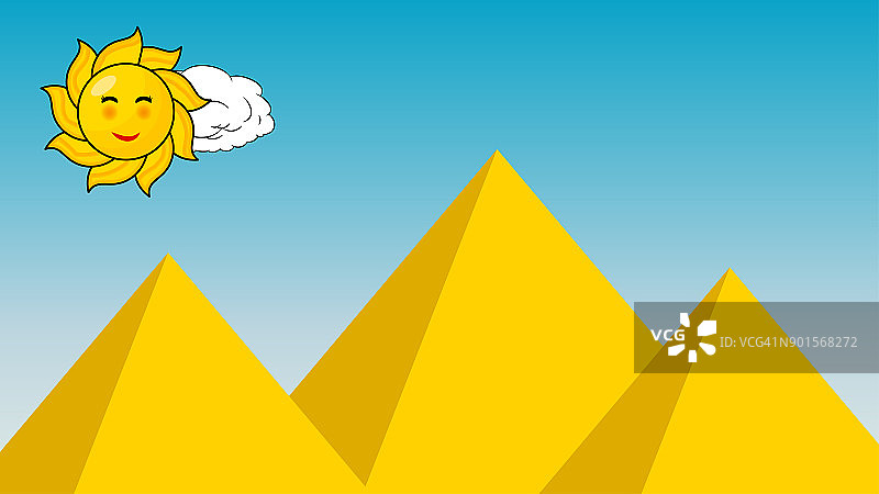 金字塔景观与太阳向量埃及设计背景wallapper图片素材