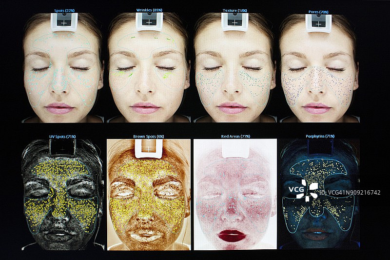 年轻女性在皮肤诊所的面部图像图片素材