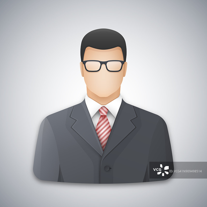 戴眼镜的商人或办公室职员的偶像或化身。图片素材