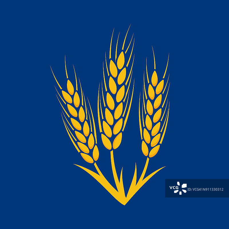 农业小麦符号模板。矢量图图片素材
