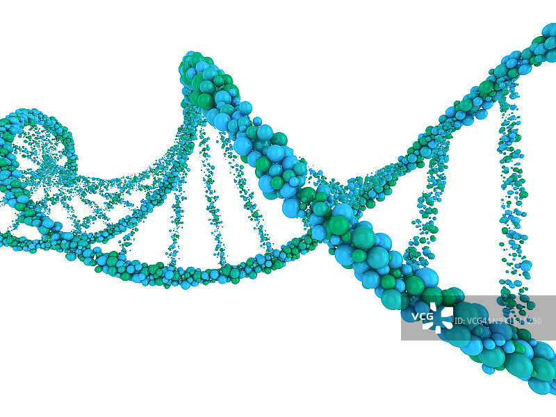 DNA链。抽象的科学背景。三维渲染图片素材