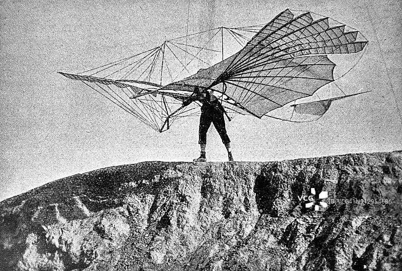 用滑翔机开始飞行——1896年图片素材