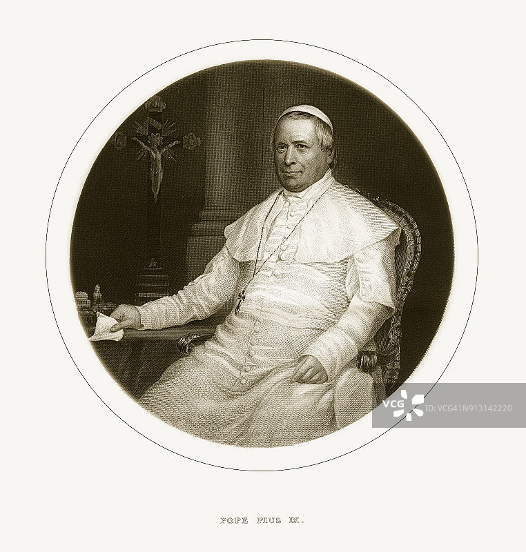 意大利教皇庇护九世维多利亚版画，大约1865年图片素材