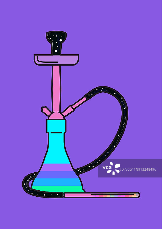 紫色背景上的酸性水烟。矢量图图片素材