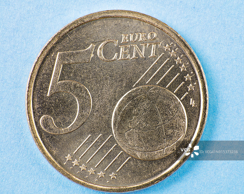 5欧元硬币的微距照片图片素材