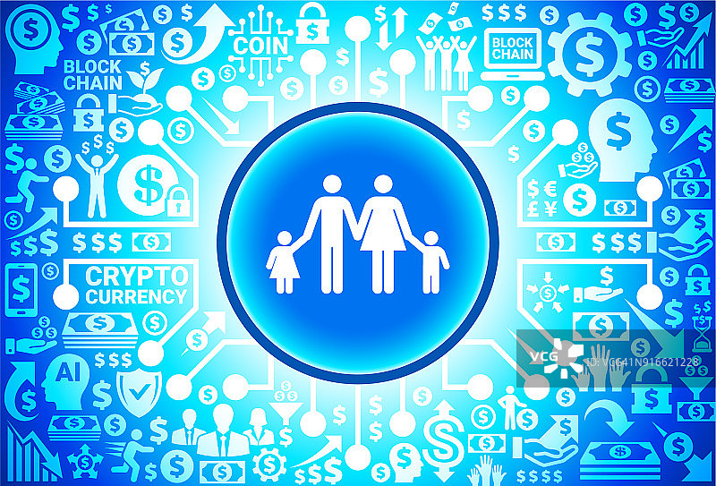 关于货币和加密货币的家庭图标背景图片素材