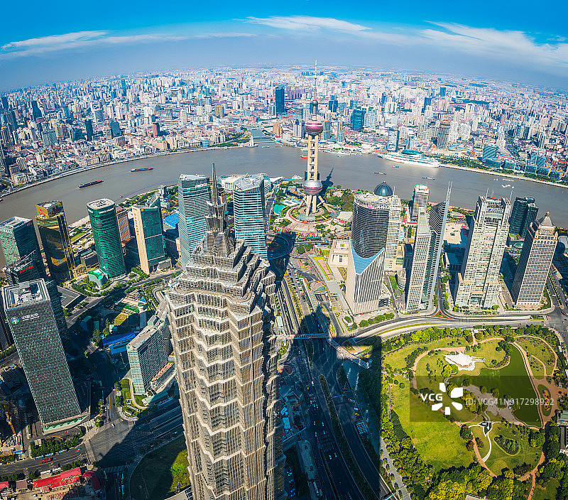 上海鸟瞰图浦东地标摩天大楼外滩中国图片素材