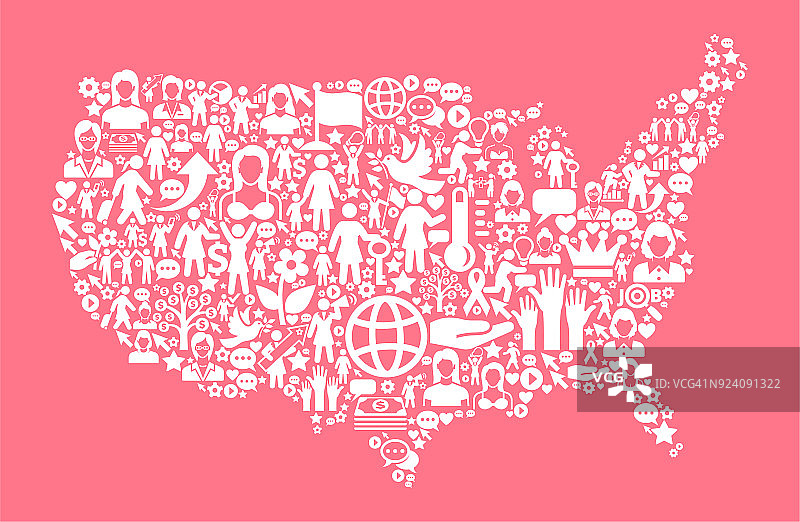 美国地图妇女权利矢量图标模式图片素材