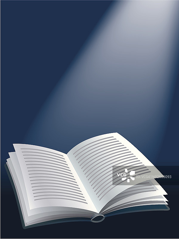 矢量图形的一本打开的书在一个蓝色的背景图片素材