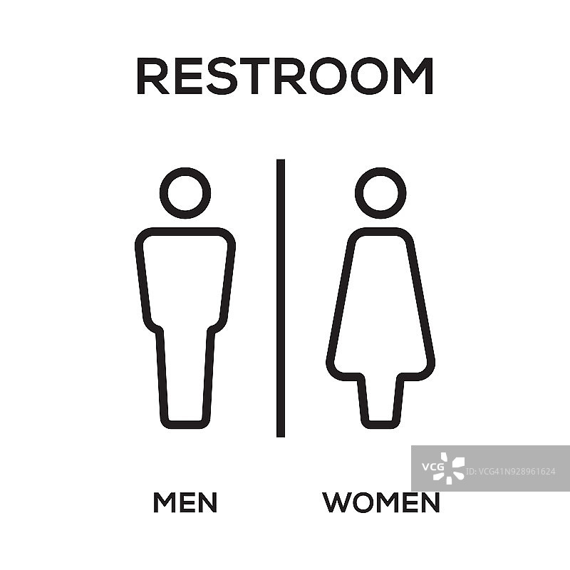 厕所门板。男人和女人签到厕所。图片素材