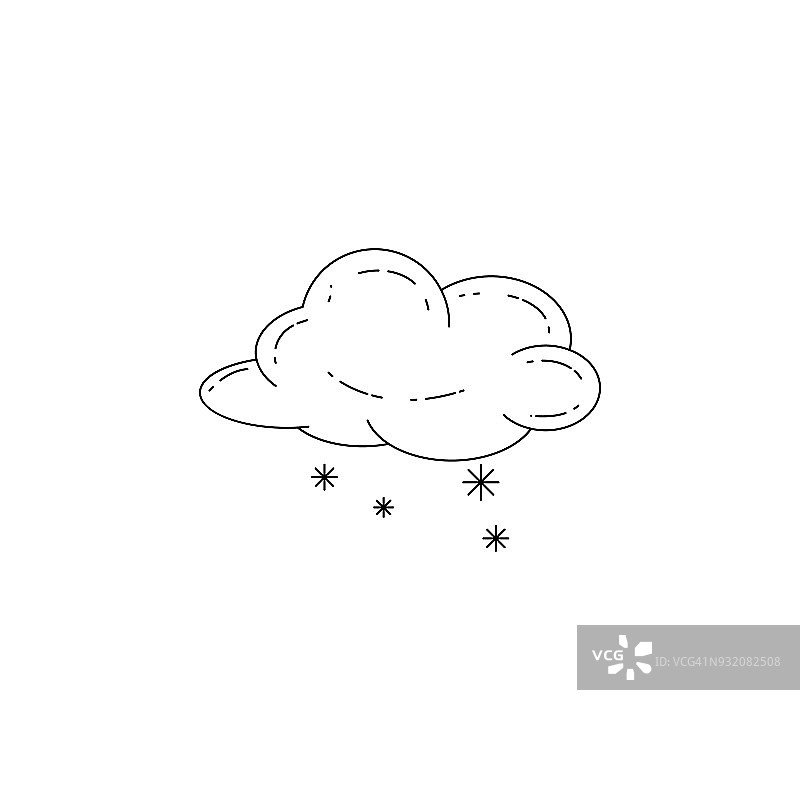 雪云图标。元素冬季元素插画。细线插图用于网站设计和开发，应用程序开发。溢价图标图片素材