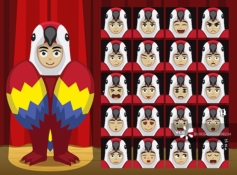 花式动物服装金刚鹦鹉服装卡通表情图片素材