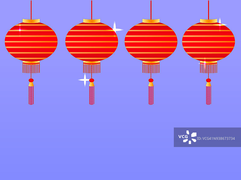 许多红色的中国灯笼。矢量插图。空间的文本图片素材