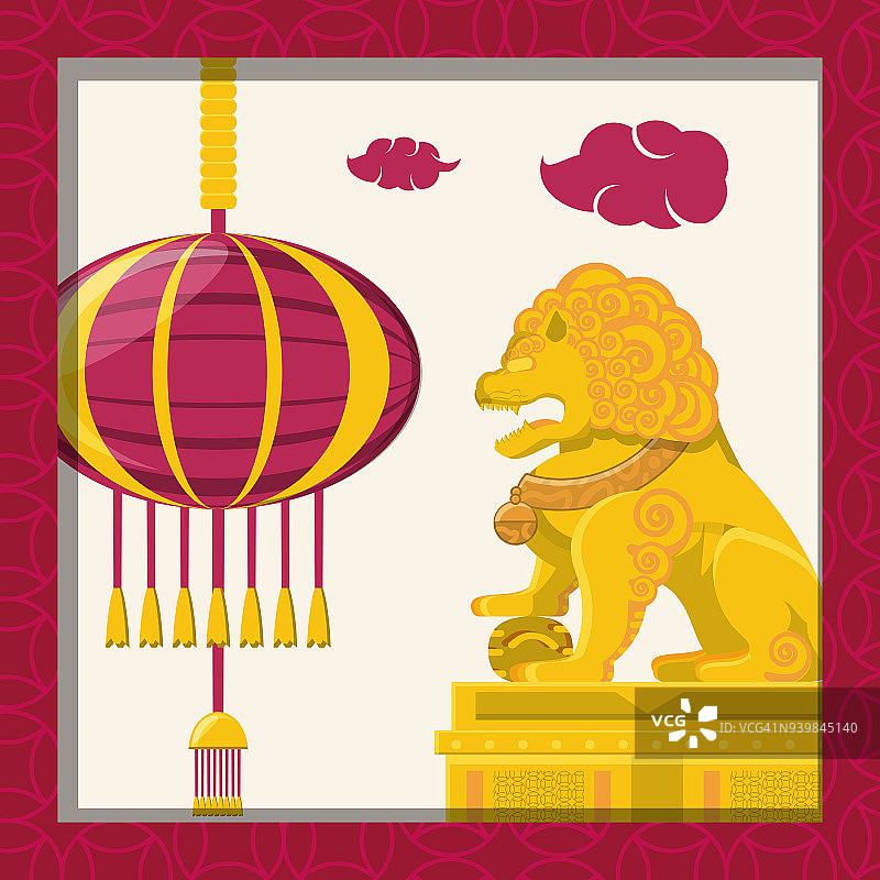 中国文化狮子徽图片素材