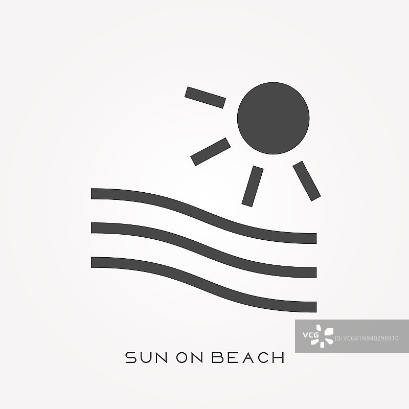 海滩上的太阳剪影图片素材