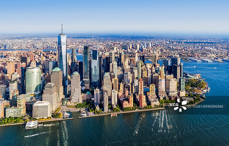 曼哈顿下城的鸟瞰图。纽约图片素材