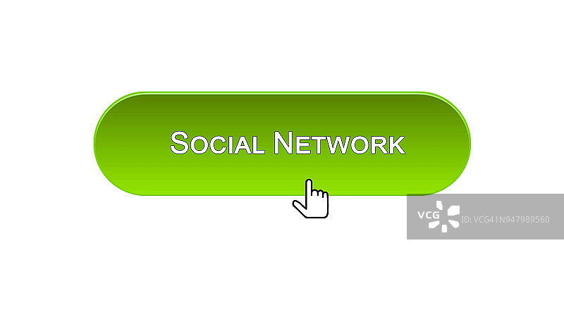 用鼠标光标点击社交网络界面按钮，颜色为绿色图片素材