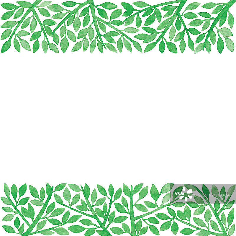 水彩绿枝背景图片素材