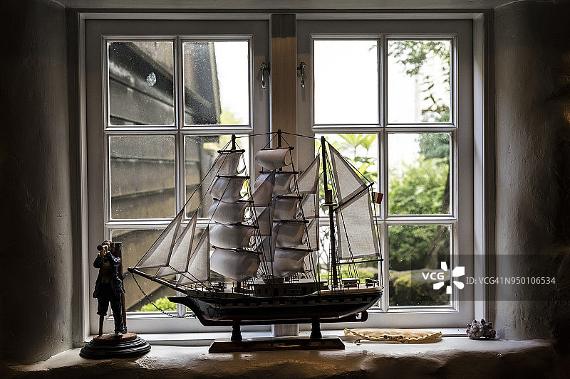 法罗群岛帆船的比例模型图片素材
