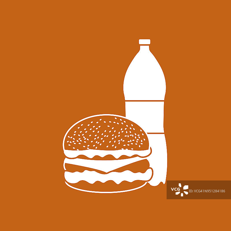 汉堡和一瓶苏打水。图片素材