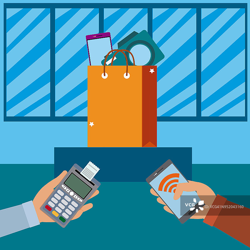 NFC技术支付和购物图片素材