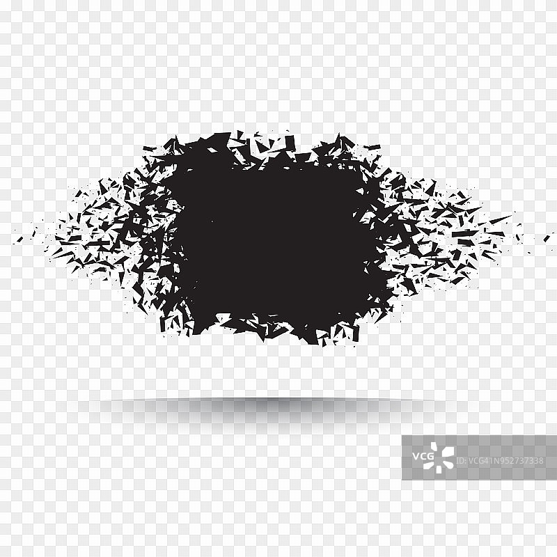 黑色的方形石头与碎片隔离。抽象的黑色爆炸。几何图解图片素材