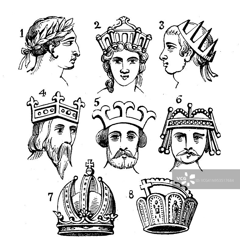 古董雕刻插图:皇冠图片素材