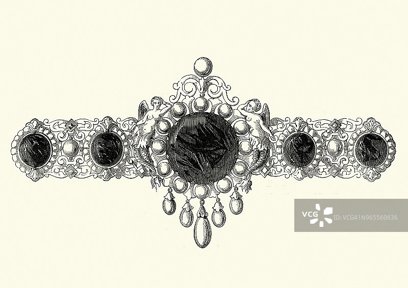 维多利亚时代的珠宝，手镯，1850年代图片素材