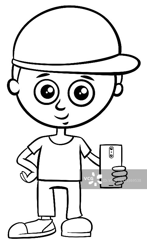 男孩性格与智能手机彩色书图片素材