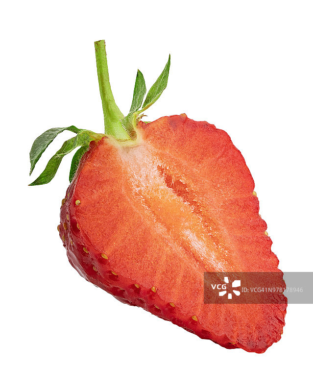 多汁的草莓孤立在白色的背景上。剪切路径图片素材