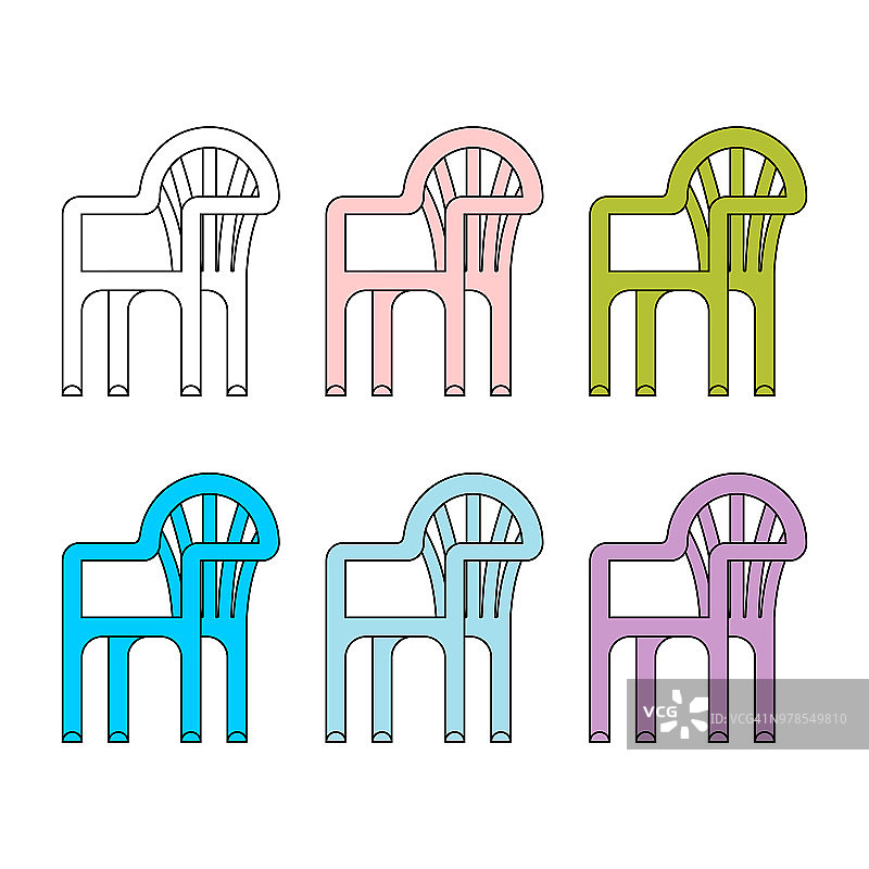 塑料椅子。夏季家具矢量插图。图片素材