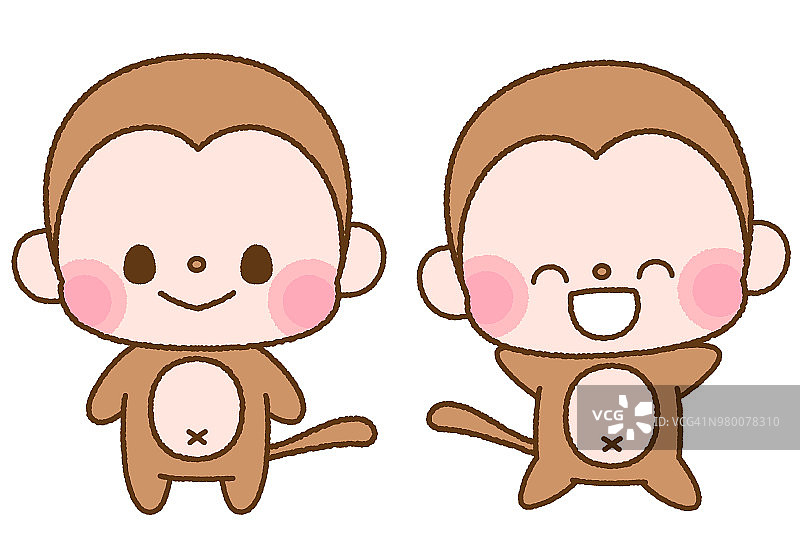 插图一套微笑的猴子人物图片素材