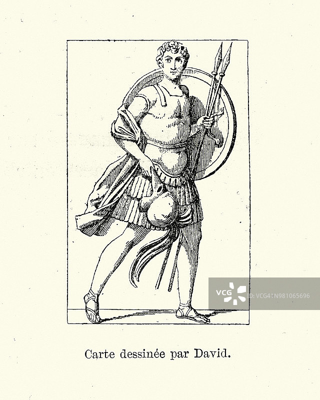 古希腊战士，手持盾牌和长矛图片素材
