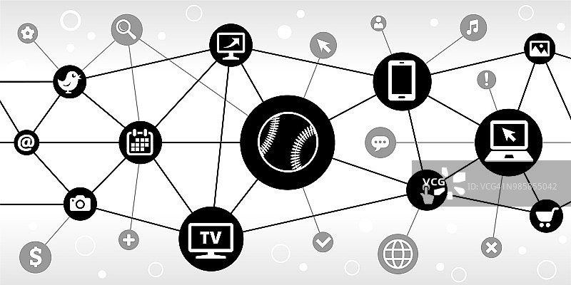 棒球网络通信技术三角节点模式背景图片素材