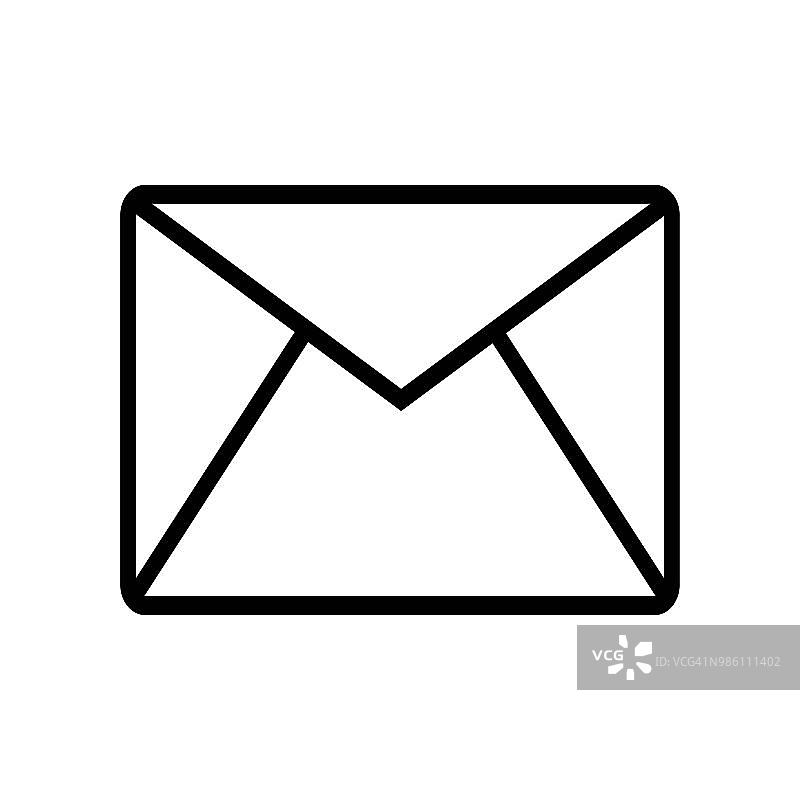 电子邮件信封轮廓图标矢量图标。简单元素说明。电子邮件信封轮廓符号设计。可用于网络和手机。图片素材