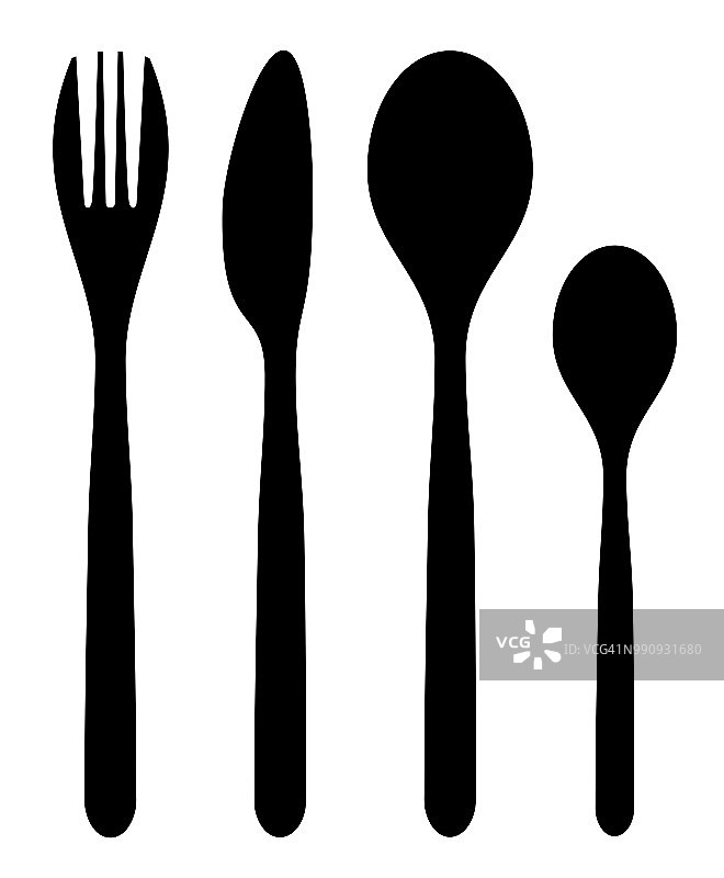 勺、叉、刀都是黑色的图片素材