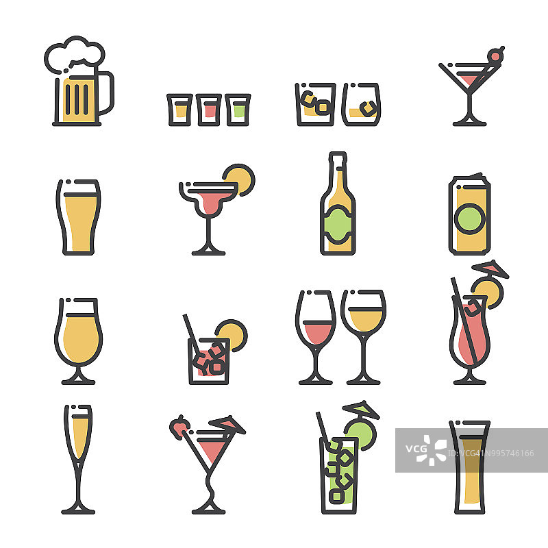 酒精饮料-线艺术图标图片素材