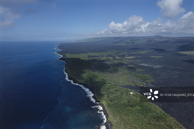 大岛海岸线鸟瞰图，夏威夷图片素材