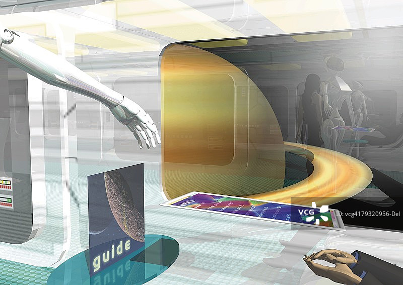 虚拟宇宙飞船内部，插图，CG图片素材