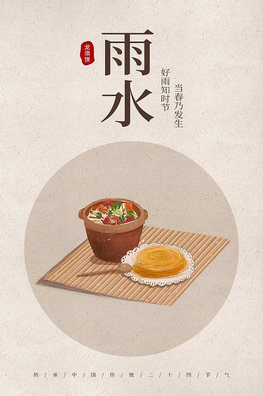 中国风24节气雨水美食海报图片素材